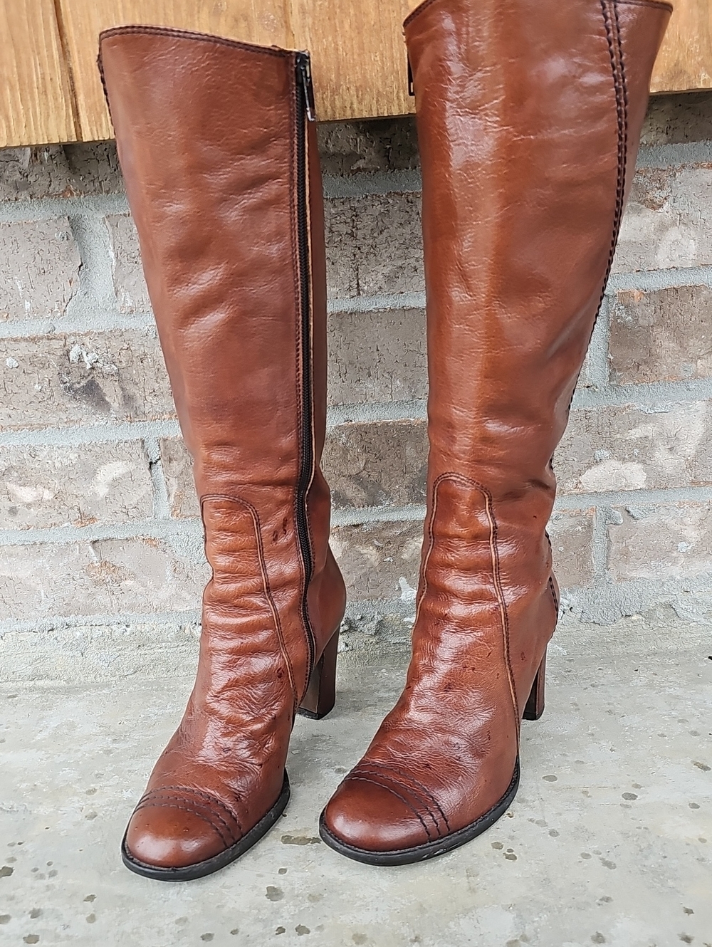 Alberto Fermani Cognac Brown Leather Over-the-Knee Boots